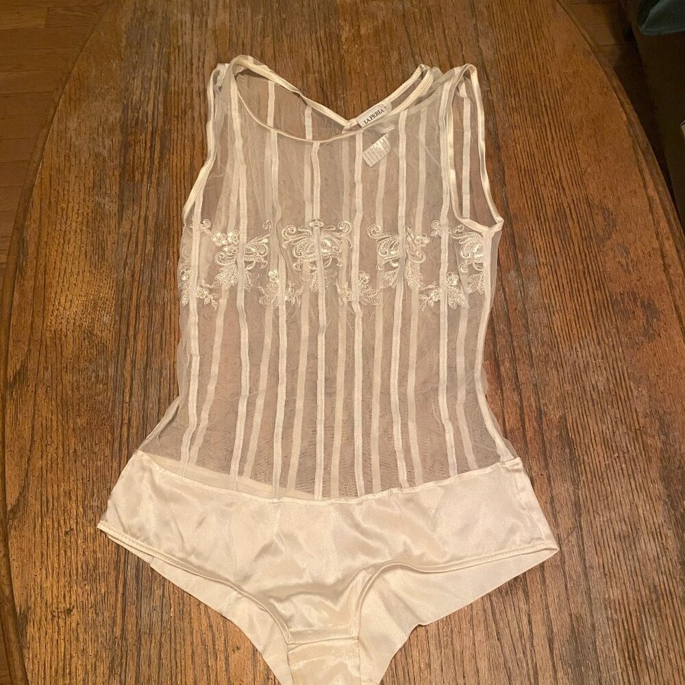 Bridal La Perla Mesh and Satin Body Suit Lingirie- S/M- Never Worn